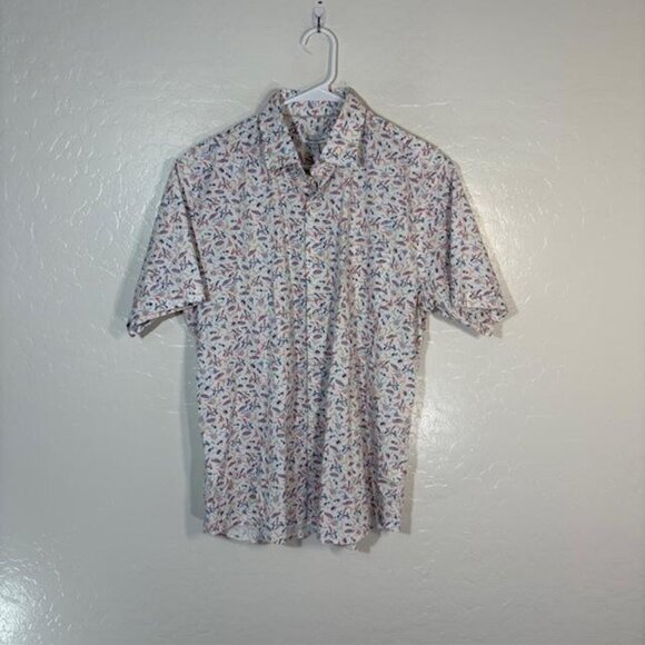 Peter Millar Shirt Mens Large Bug Print Short Sleeve Button Up Stretch Golf - Picture 1 of 7